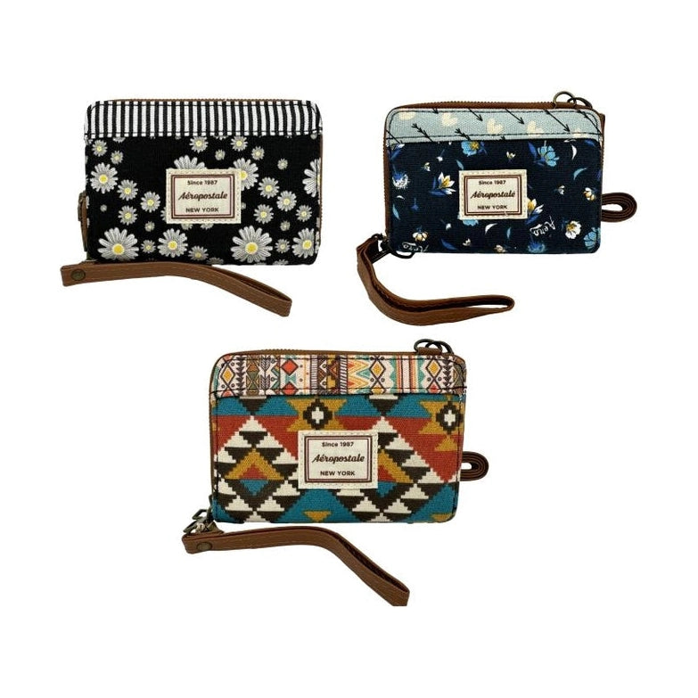 WOMEN'S WRISTLET WALLET ASSORTED PRINTS 7.5 X 4 X 1 IN